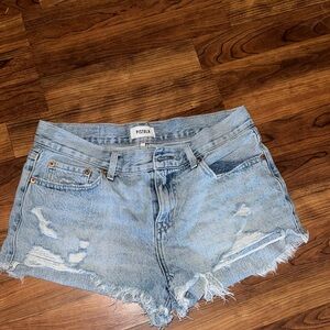 Pistola Faded Blue Frayed Hem Jean Shorts
